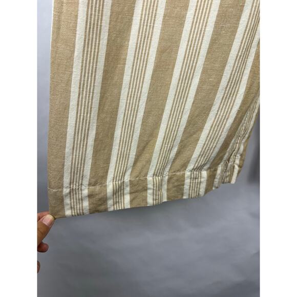 Madewell Wide Leg Pants Beige White Striped Linen Viscose Cropped Pull-On L - Picture 4 of 7